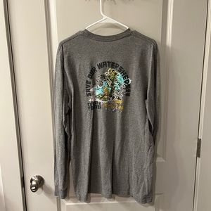 PATAGONIA MENS LONG SLEEVE RESPONSIBILI-TEE SAVE OUR WATERSHEDS. LARGE. GREY